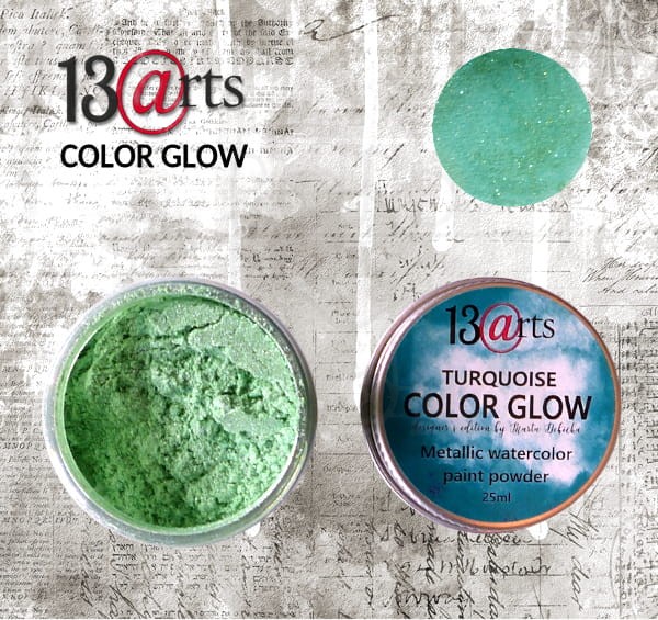Metaliczna farba akwarelowa w proszku COLOR GLOW Turquoise 13arts
