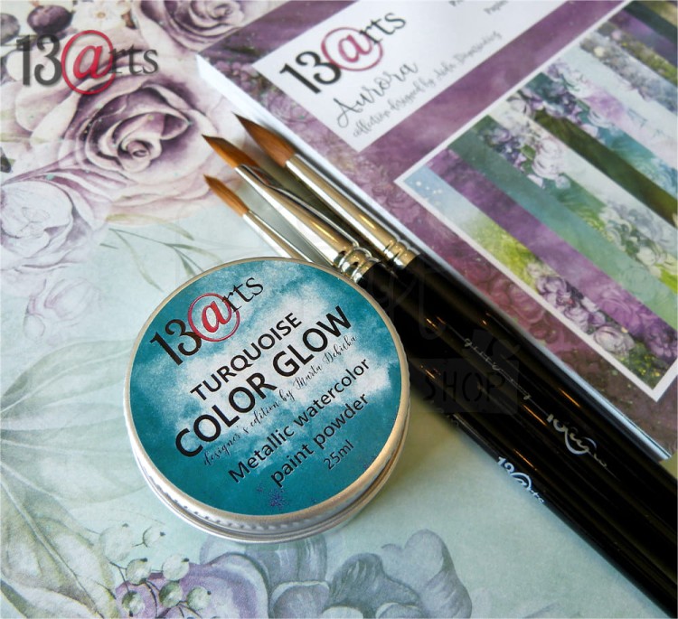 Metaliczna farba akwarelowa w proszku COLOR GLOW Turquoise 13arts