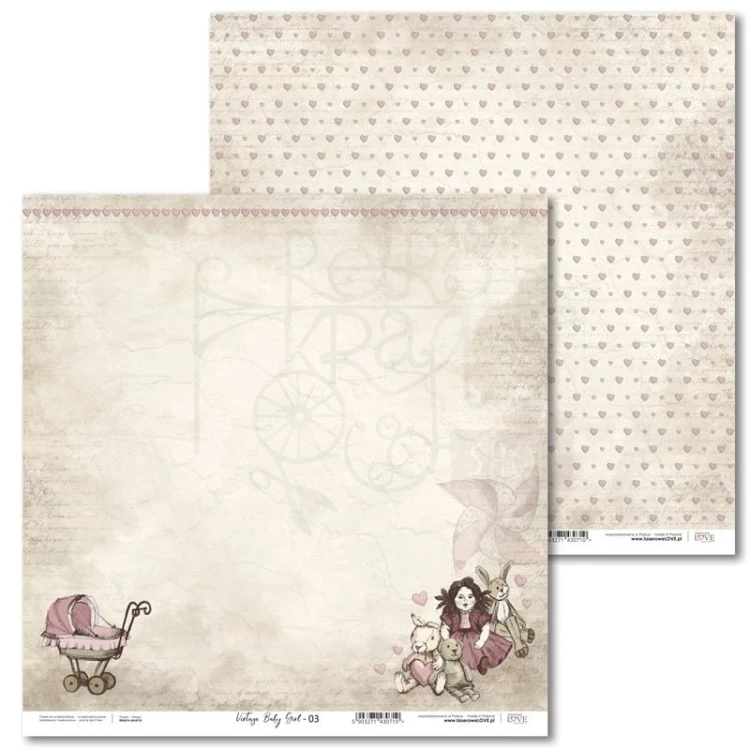 Papier 30x30 Laserowe LOVE Vintage Baby Girl 03