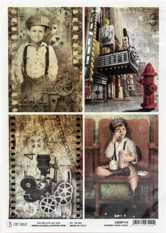 Papier ryżowy A4 Chłopiec, stare kino Ciao Bella