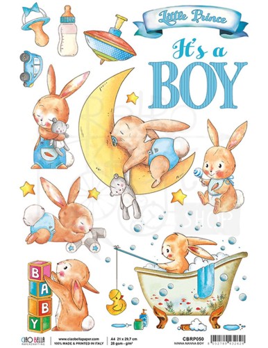 Papier ryżowy A4 It's a boy Ciao Bella