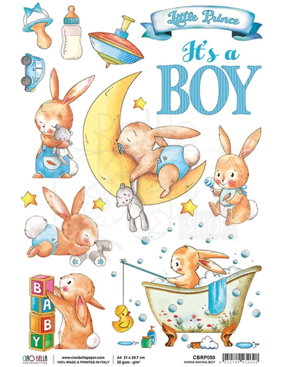 Papier ryżowy A4 It's a boy Ciao Bella