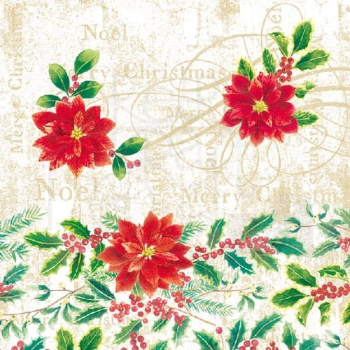 Serwetka 33 x 33 - Poinsettie cream