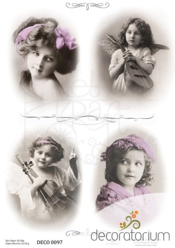 Papier ryżowy A4 dziewczynki retro