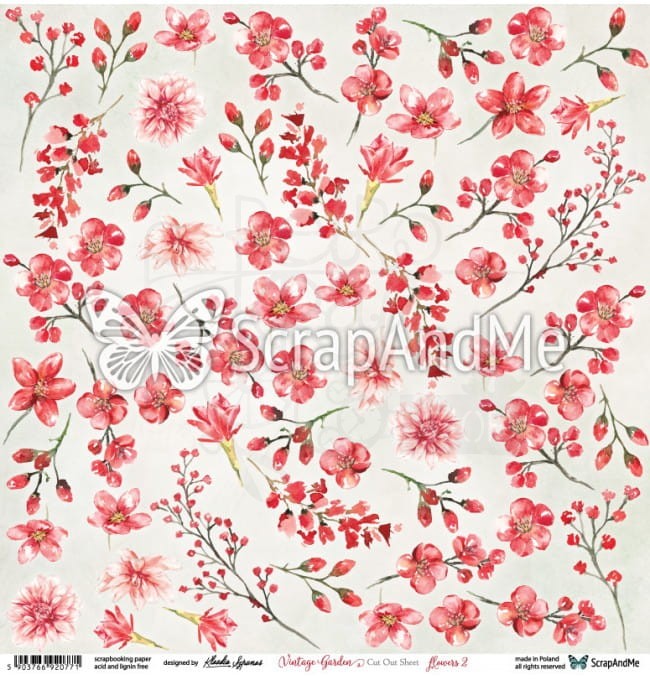 Papier 30x30 Vintage Garden Flowers 2 elementy do wycinania ScrapAndMe