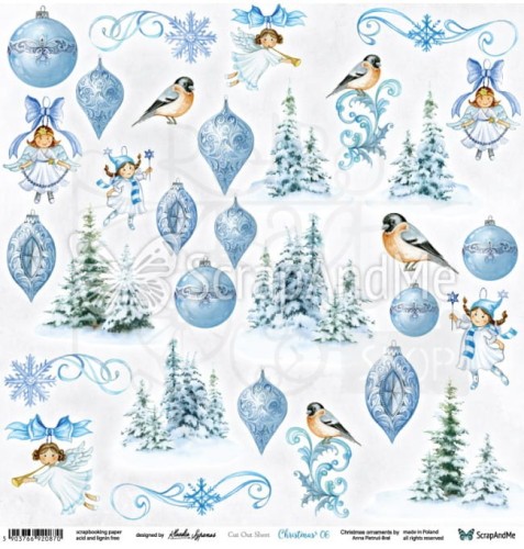 Papier 30x30 Christmas 06 elementy do wycinania ScrapAndMe