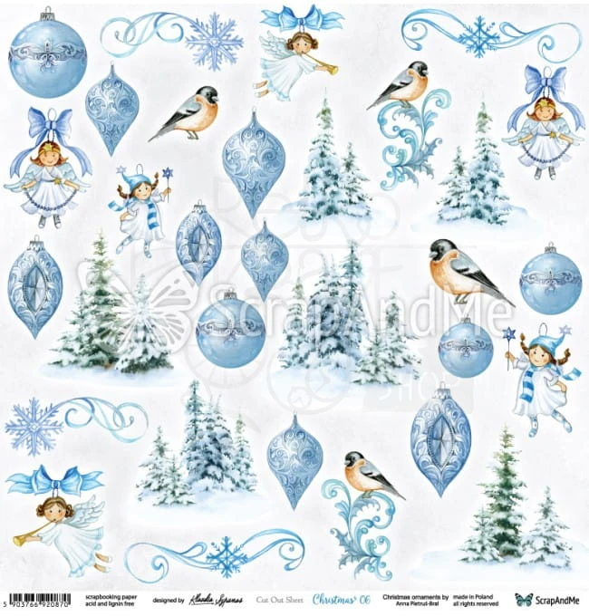 Papier 30x30 Christmas 06 elementy do wycinania ScrapAndMe
