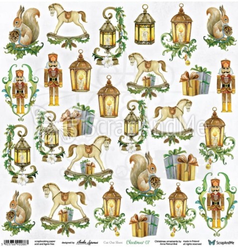 Papier 30x30 Christmas 07 elementy do wycinania ScrapAndMe