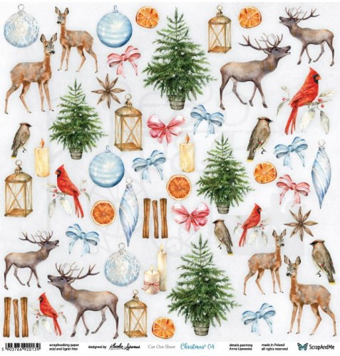 Papier 30x30 Christmas 04 elementy do wycinania ScrapAndMe