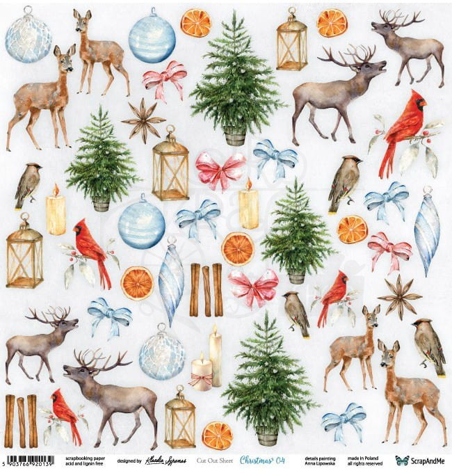 Papier 30x30 Christmas 04 elementy do wycinania ScrapAndMe