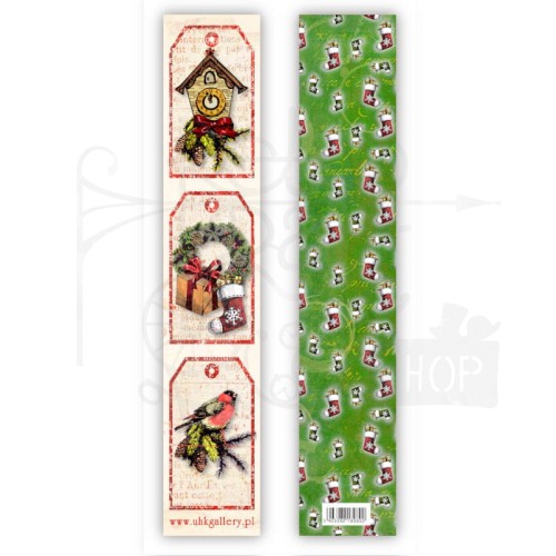 Pasek 5,5x30 - hello Christmas - pasek zielony - UHK Gallery