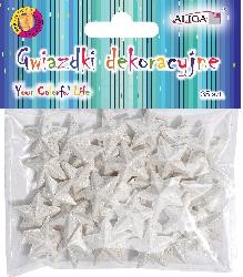 Gwiazdki plastikowe dekoracyjne perłowe z brokatem 35 szt
