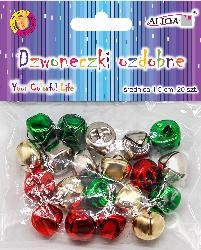 Dzwoneczki ozdobne mix kolorów 1,5cm 20 szt