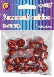 Dzwoneczki ozdobne czerwone 1,5cm 20 szt