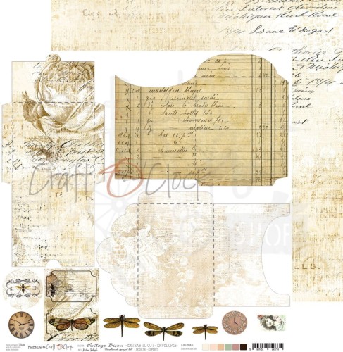 Papier 30x30 Craft O'Clock Vintage Bisou Arkusz z kopertami do wycięcia
