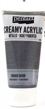 Farba akrylowa cream metaliczna srebro 60ml Pentart