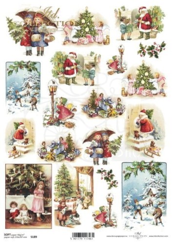 Papier decoupage SOFT retro dzieci, zima, Boże Narodzenie ITD