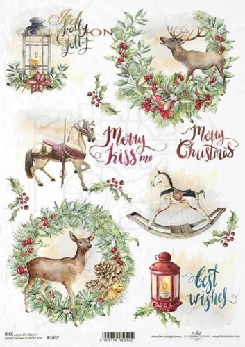 ryżowy A4 konik na biegunach, boże Narodzenie, Merry Christmas  ITD