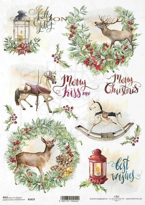 ryżowy A4 konik na biegunach, boże Narodzenie, Merry Christmas  ITD