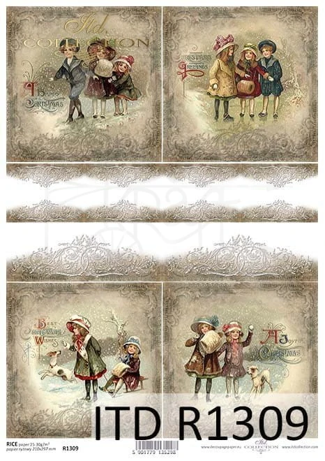 Papier ryżowy A4 dzieci retro, Boże Narodzenie ITD
