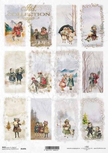 Papier ryżowy A4 Boże Narodzenie, zima, dzieci, retro ITD