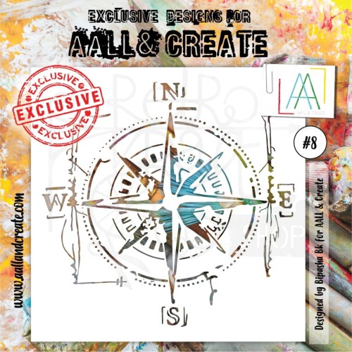 Maska szablon 15 x15 róża wiatrów AALL &amp; CREATE