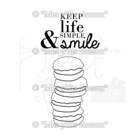 Stempel akrylowy Keep Life Simple &amp; Smile makaroniki