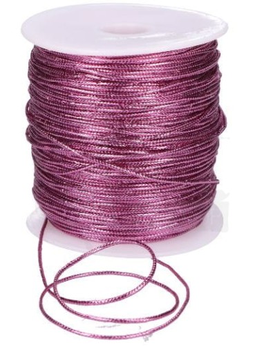 Sznurek metalizowany różowy 1mm 100m