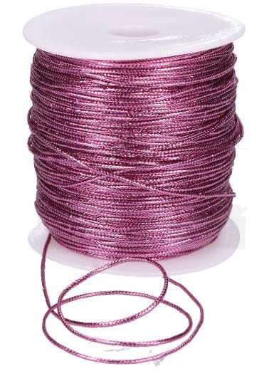 Sznurek metalizowany różowy 1mm 100m