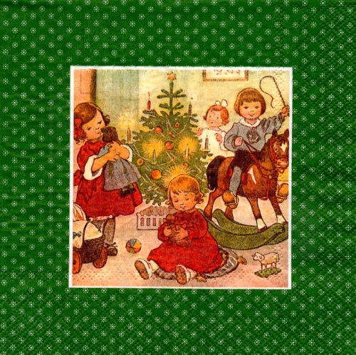 Serwetka 33 x 33 - Dzieci, choinka, Boże Narodzenie