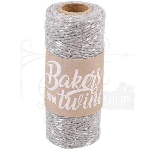 Szary sznurek piekarski ze srebrną nitką Bakers Twine
