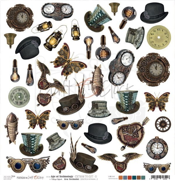 Papier 30x30 Craft O'Clock Age Of Technology arkusz dodatków do wycięcia II