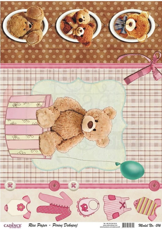 Papier ryżowy A4 Miś, misie Cadence