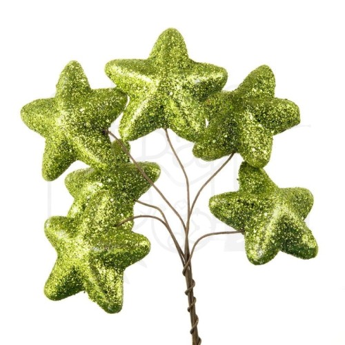 Gwiazdki brokatowe pistacja
