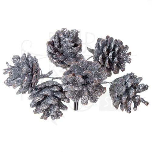 Szyszka brokatowa srebrna 3cm