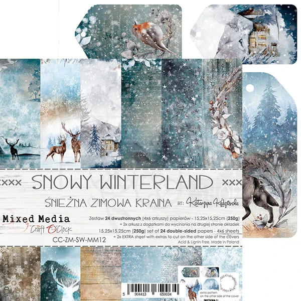 Zestaw papierów 15,25x15,25 Snowy Winterland Craft O'Clock
