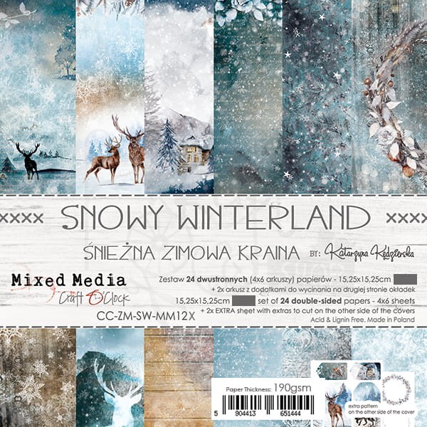Zestaw papierów 15,25x15,25 Snowy Winterland Craft O'Clock