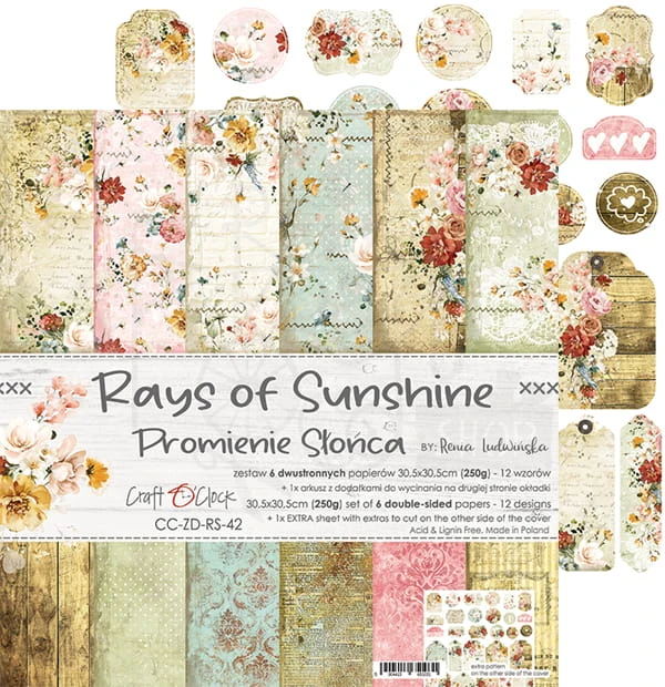 Zestaw papierów 30,5x30,5 Rays of Sunshine Craft O'Clock