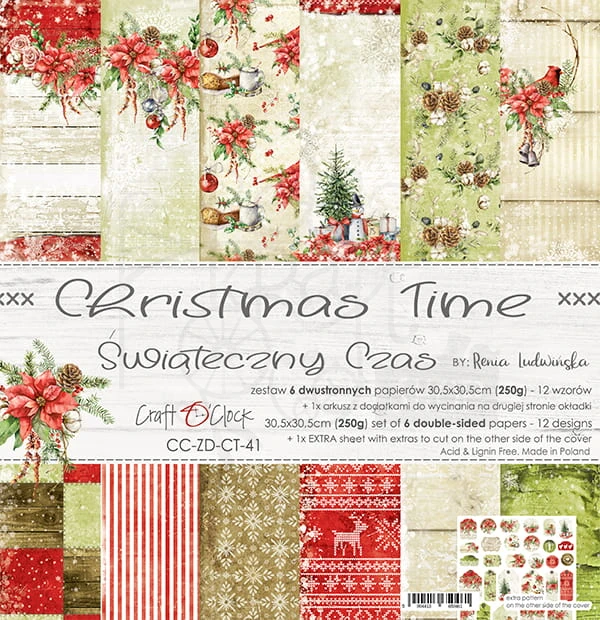 Zestaw papierów 30,5x30,5 Christmas Time Craft O'Clock