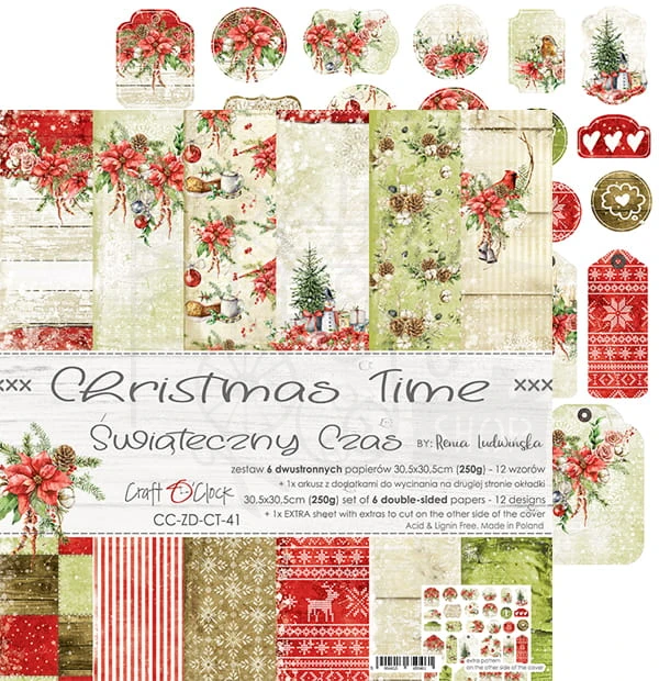 Zestaw papierów 30,5x30,5 Christmas Time Craft O'Clock