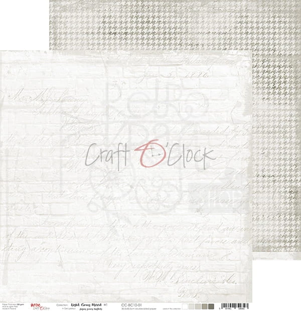 Zestaw papierów 30,5x30,5 Basic 10 Light Gray Mood Craft O'Clock
