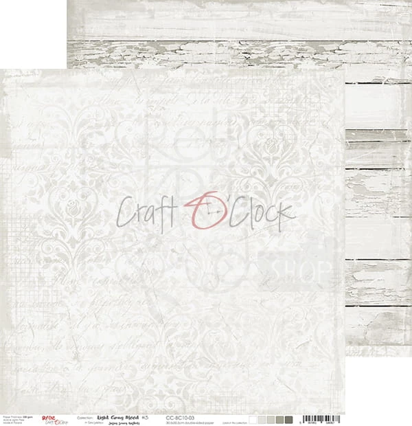 Zestaw papierów 30,5x30,5 Basic 10 Light Gray Mood Craft O'Clock