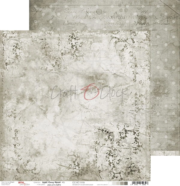 Zestaw papierów 30,5x30,5 Basic 10 Light Gray Mood Craft O'Clock