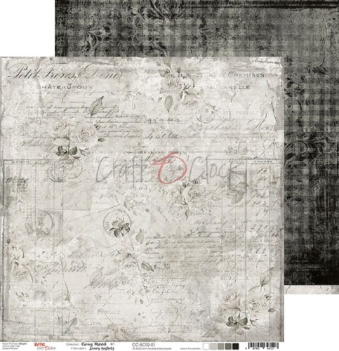 Zestaw papierów 30,5x30,5 Basic 02 Gray Mood Craft O'Clock