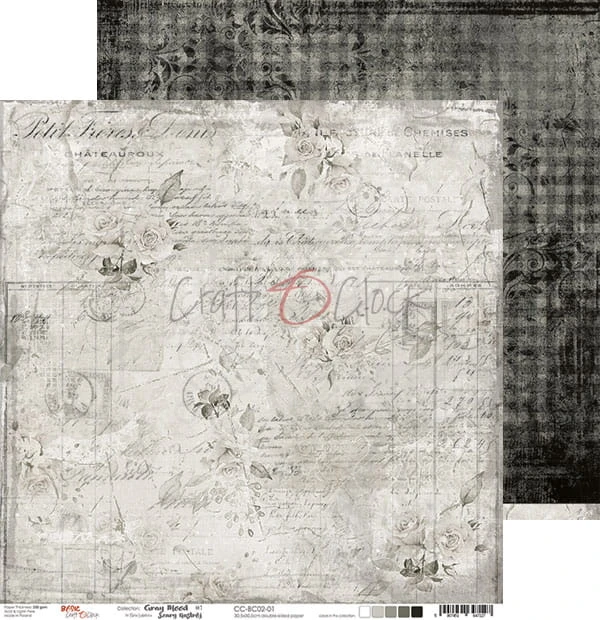 Zestaw papierów 30,5x30,5 Basic 02 Gray Mood Craft O'Clock