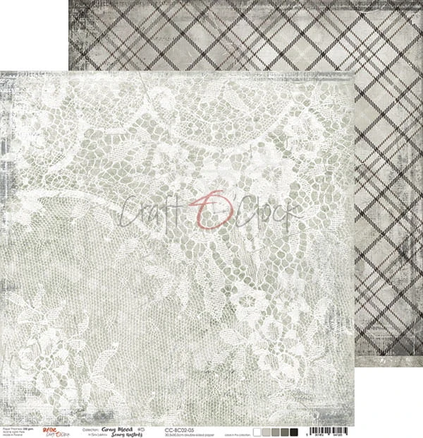 Zestaw papierów 30,5x30,5 Basic 02 Gray Mood Craft O'Clock
