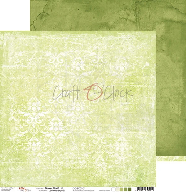 Zestaw papierów 30,5x30,5 Basic 01 Green Mood Craft O'Clock