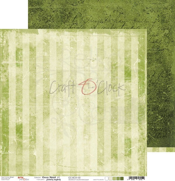 Zestaw papierów 30,5x30,5 Basic 01 Green Mood Craft O'Clock