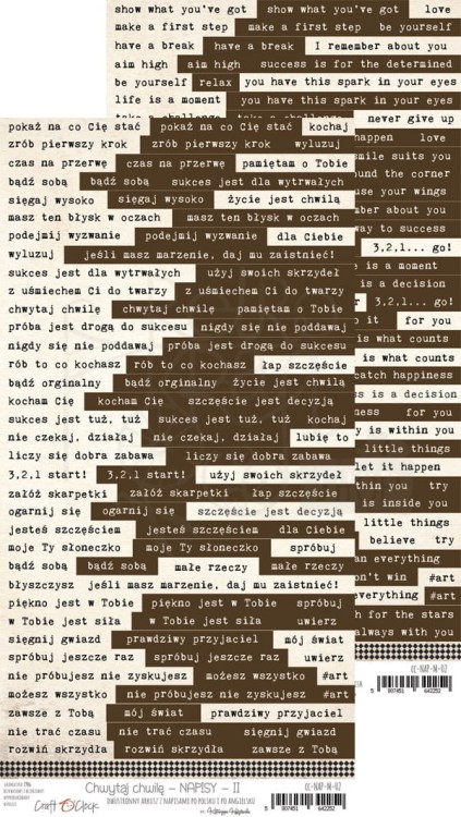Arkusz z napisami Chwytaj chwilę 02 Craft O'Clock