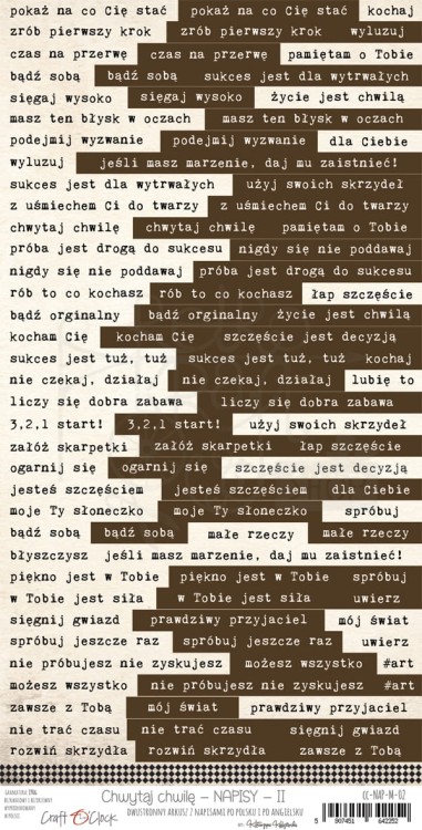 Arkusz z napisami Chwytaj chwilę 02 Craft O'Clock